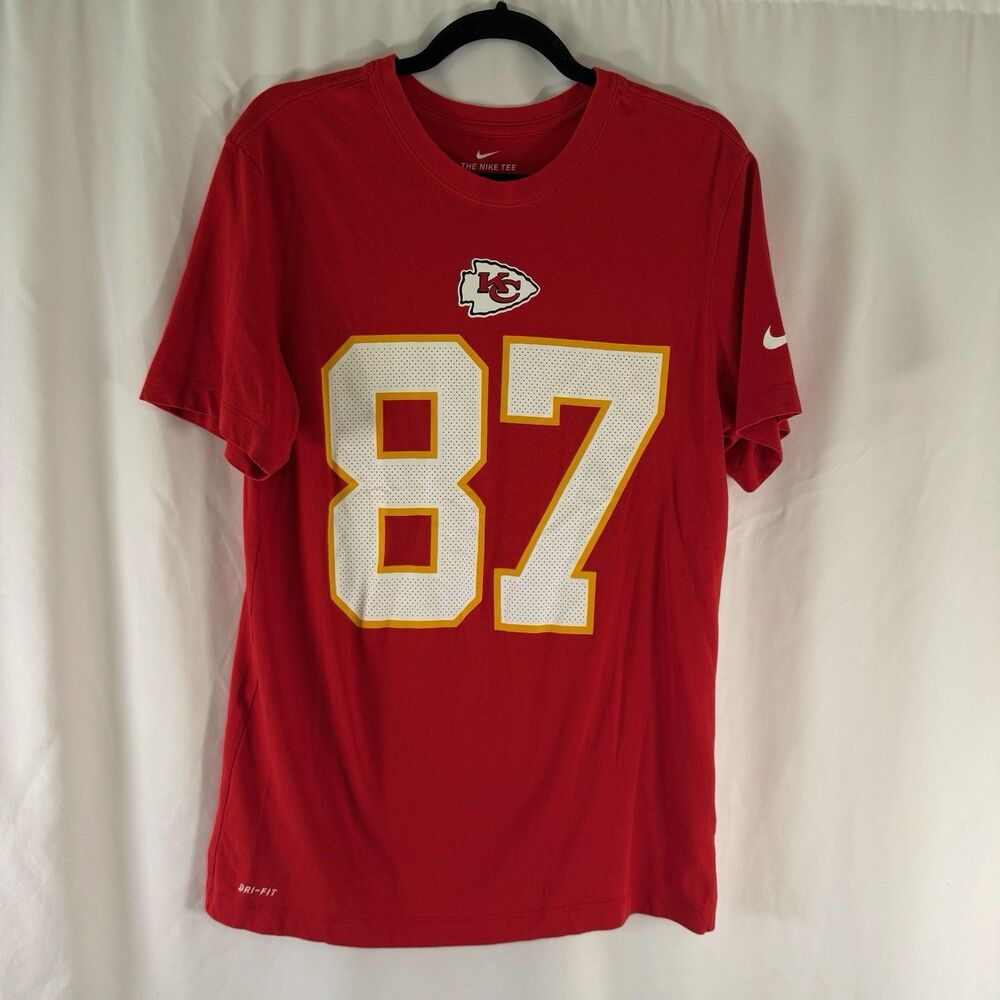 Travis Kelce Chiefs Nike Shirt Women's Medium Red Short Sleeve Crew Neck Cotton